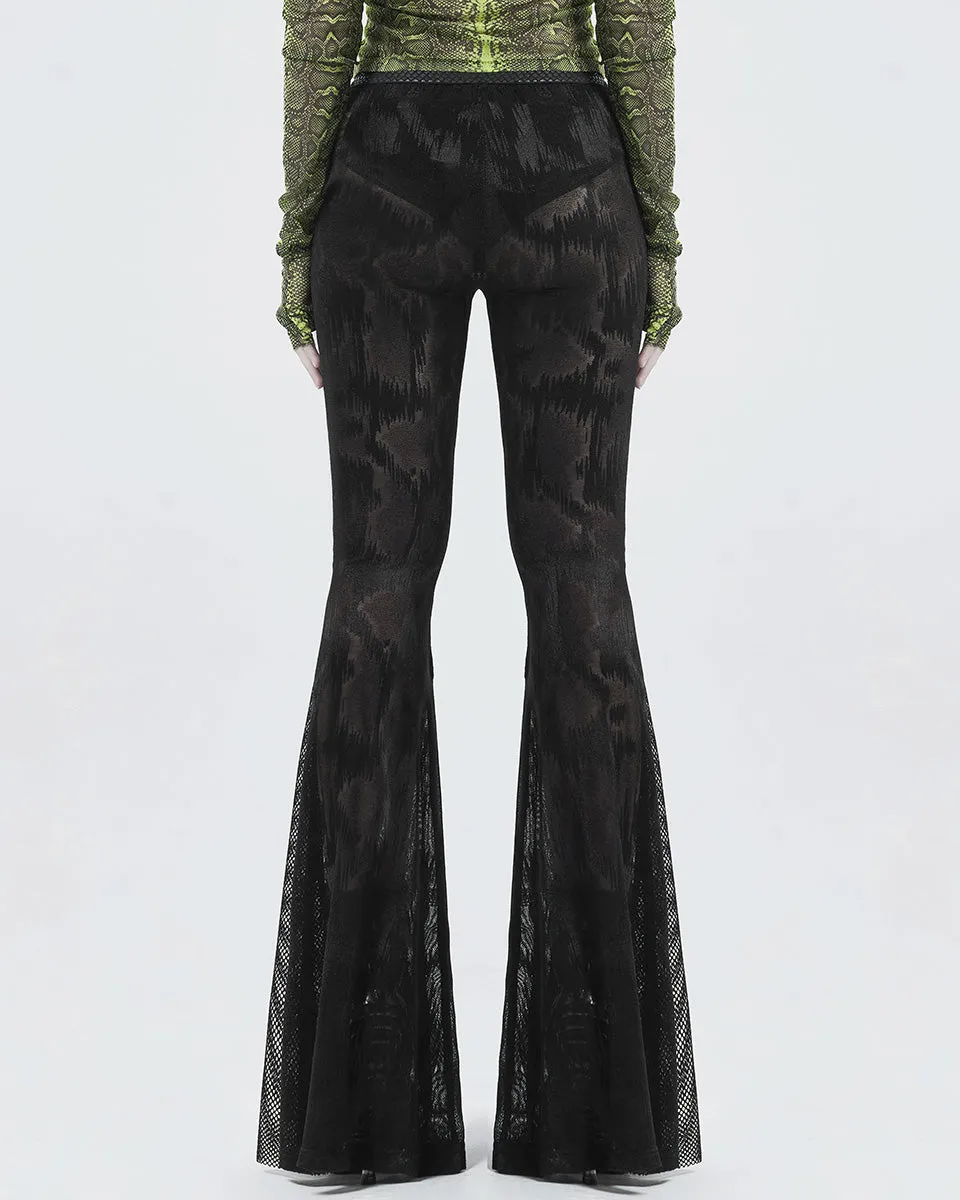 WK-445 Womens Sheer Mesh Flared Leggings