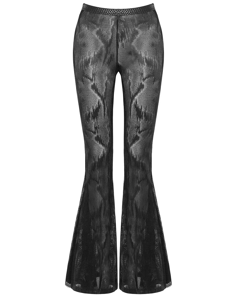 WK-445 Womens Sheer Mesh Flared Leggings