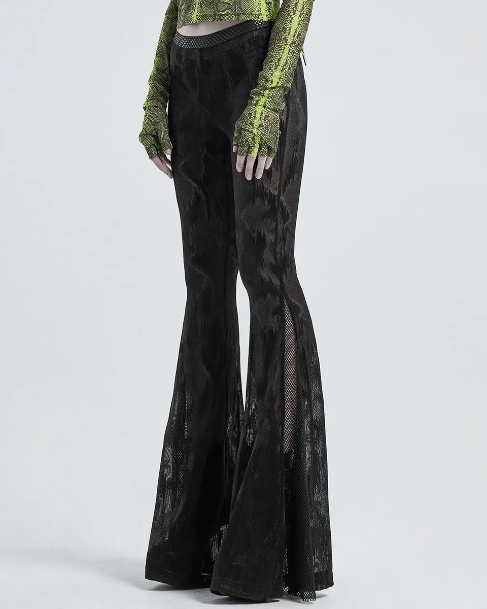 WK-445 Womens Sheer Mesh Flared Leggings