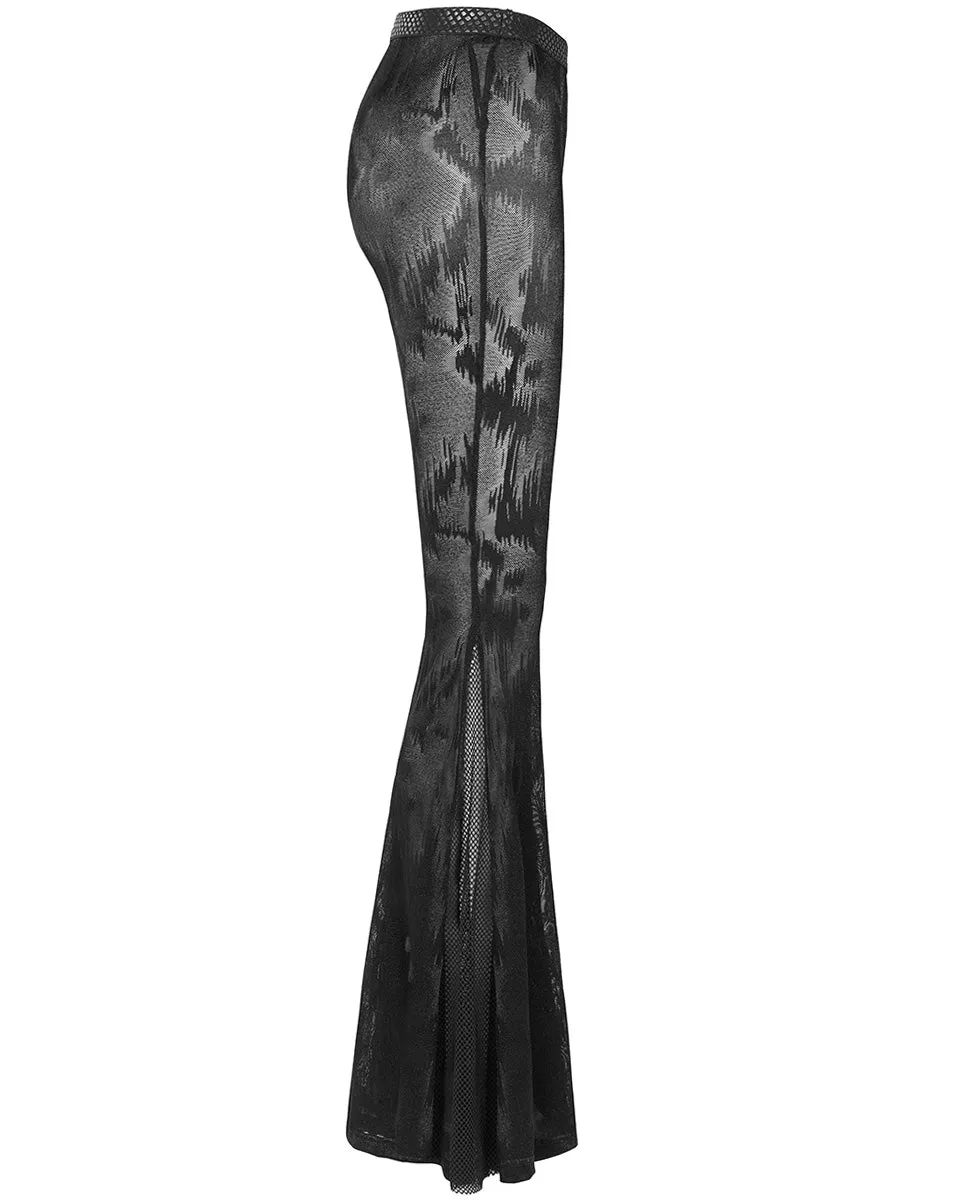 WK-445 Womens Sheer Mesh Flared Leggings