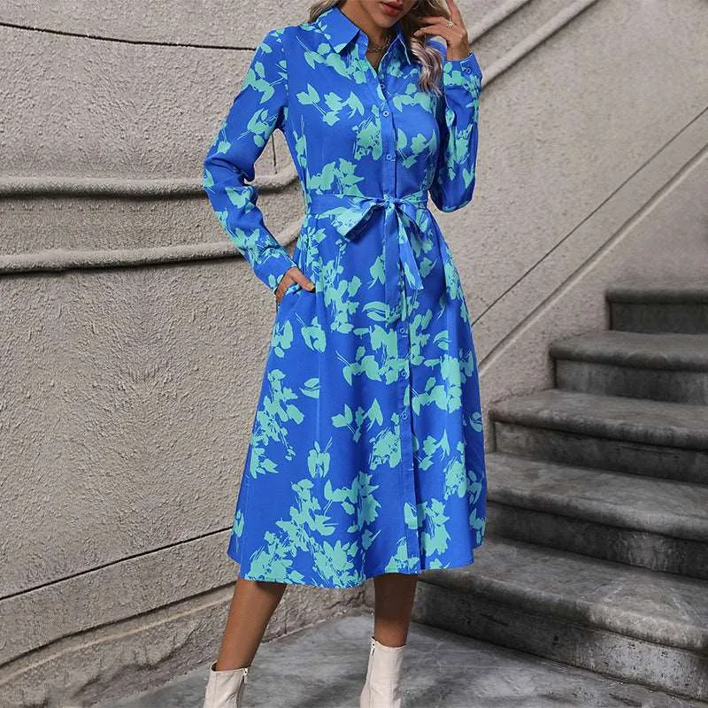 Women's Boho Shirt Dress with Belt
