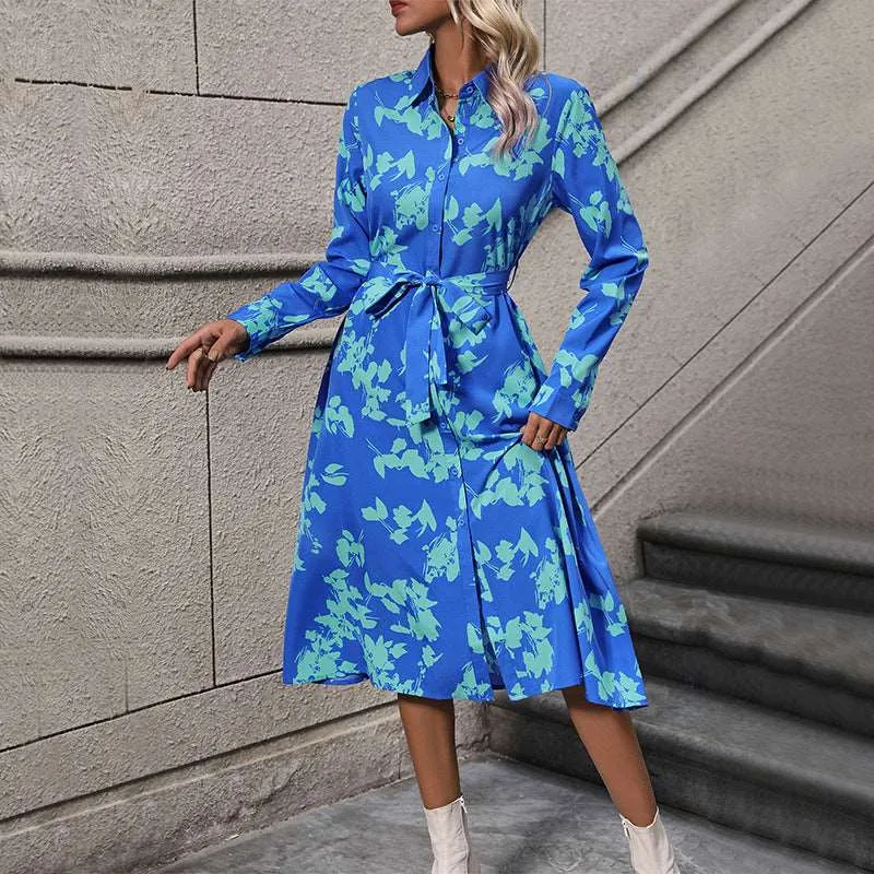 Women's Boho Shirt Dress with Belt
