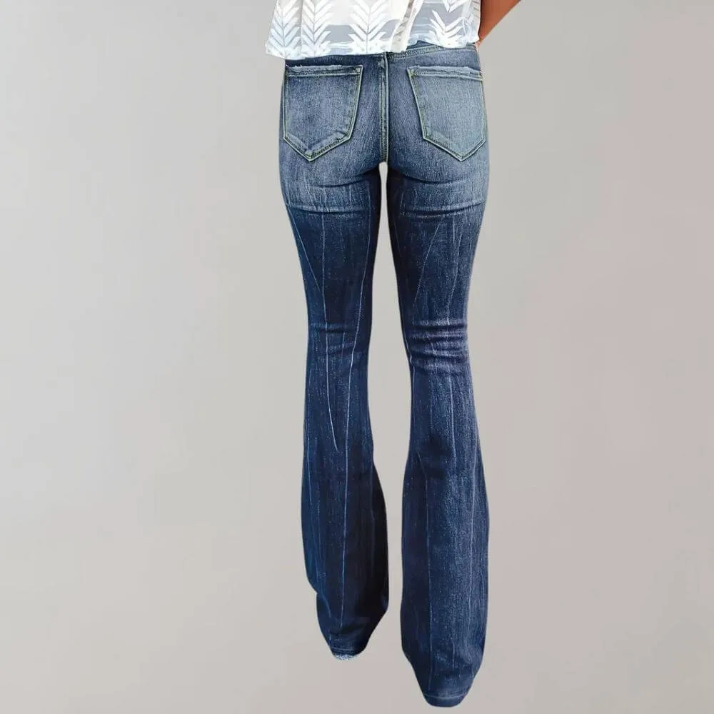 Women's Flared Ripped Denim Pants