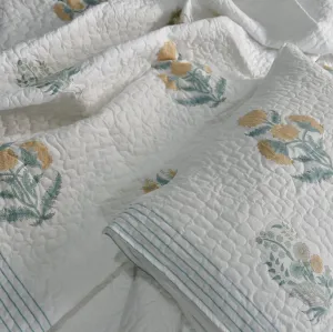 Yellow Poppy Quilted Bedcover
