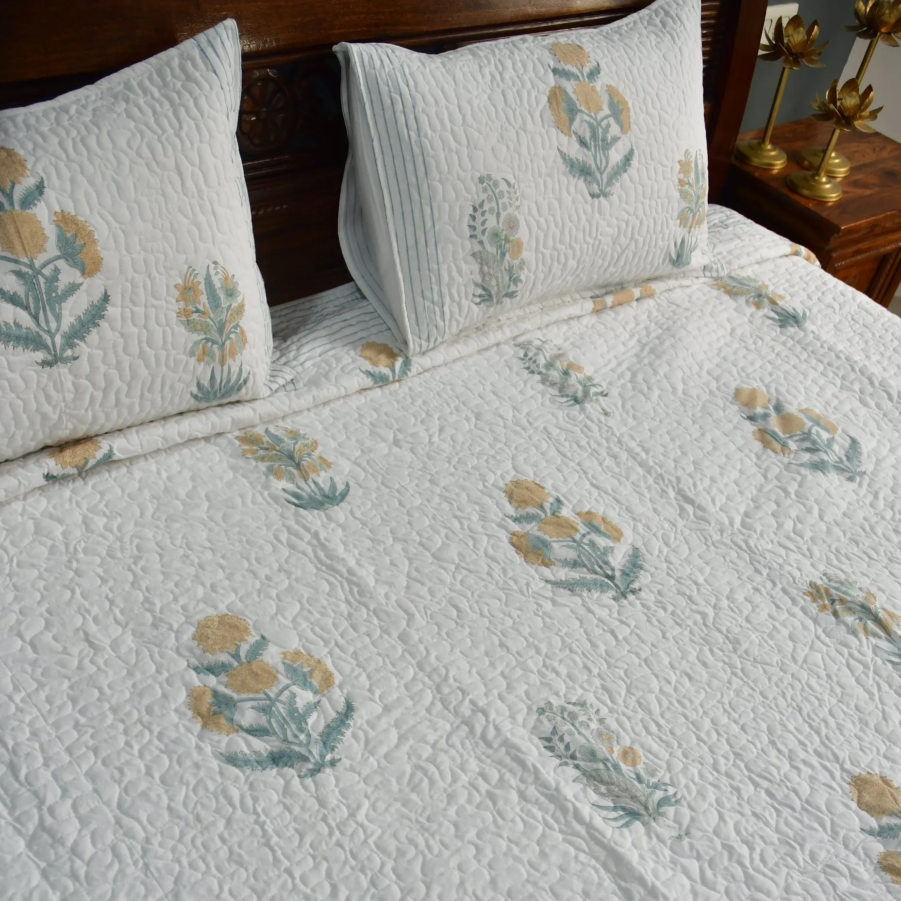 Yellow Poppy Quilted Bedcover