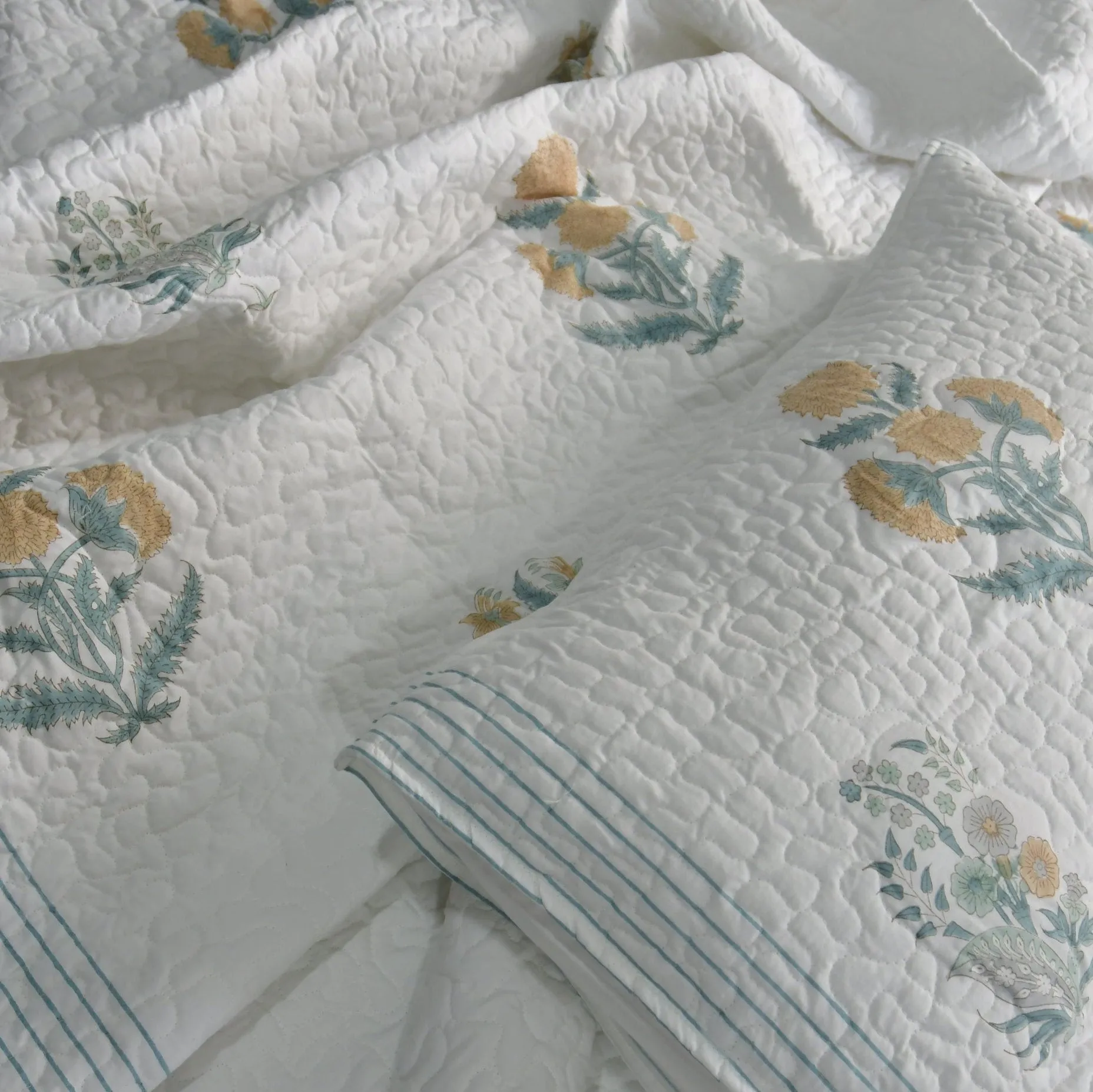 Yellow Poppy Quilted Bedcover