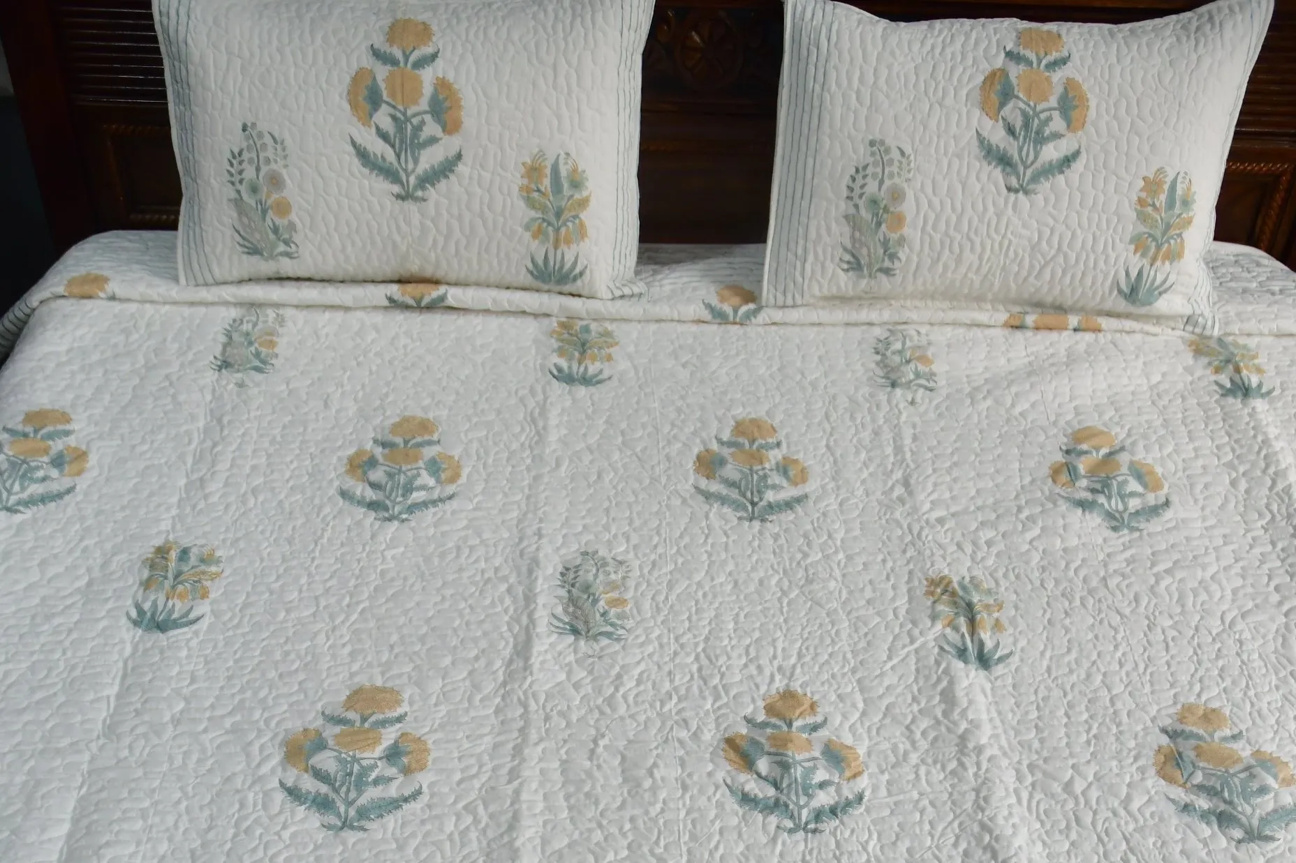 Yellow Poppy Quilted Bedcover