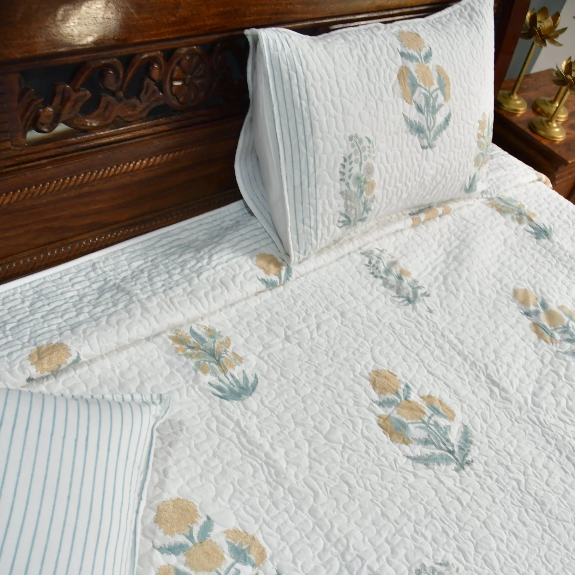 Yellow Poppy Quilted Bedcover