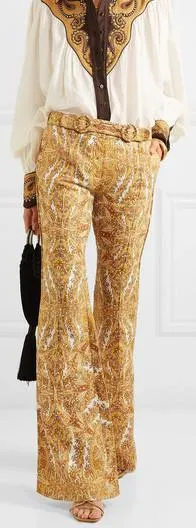 'Zippy' Paisley-Print Flared Pants