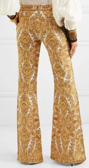 'Zippy' Paisley-Print Flared Pants